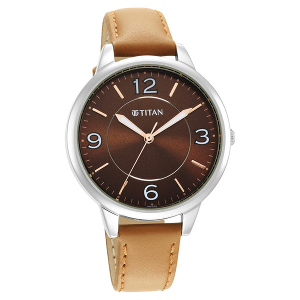 Titan Trendsetters Brown Dial Analog Leather Strap watch for Women