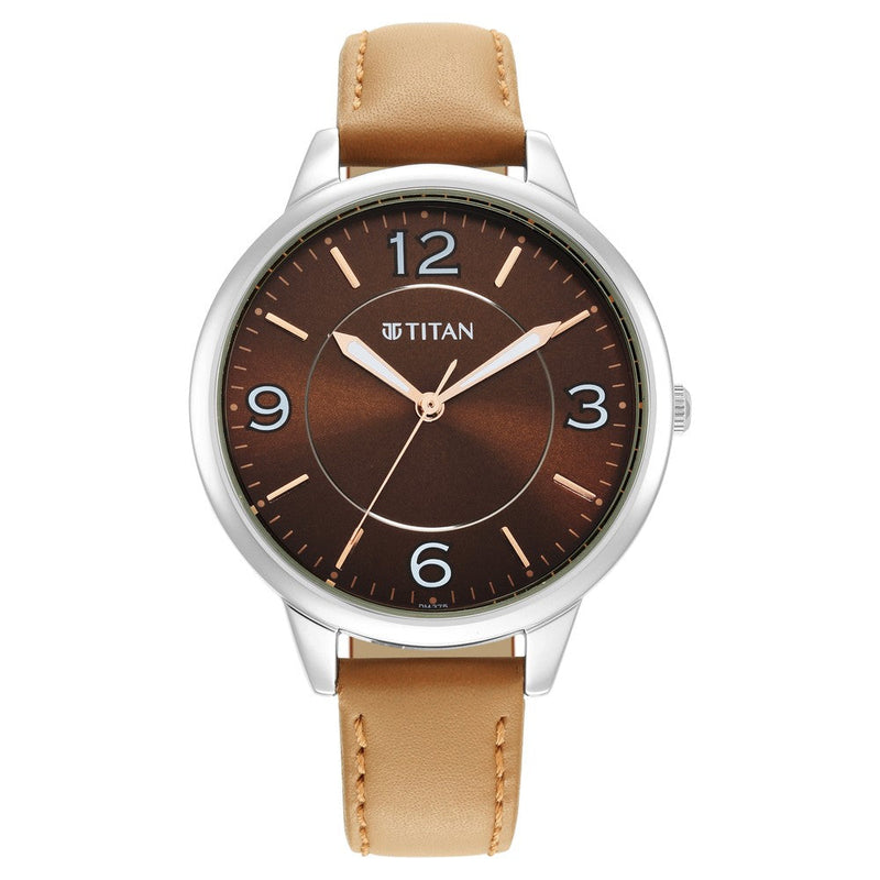 Titan Trendsetters Brown Dial Analog Leather Strap watch for Women