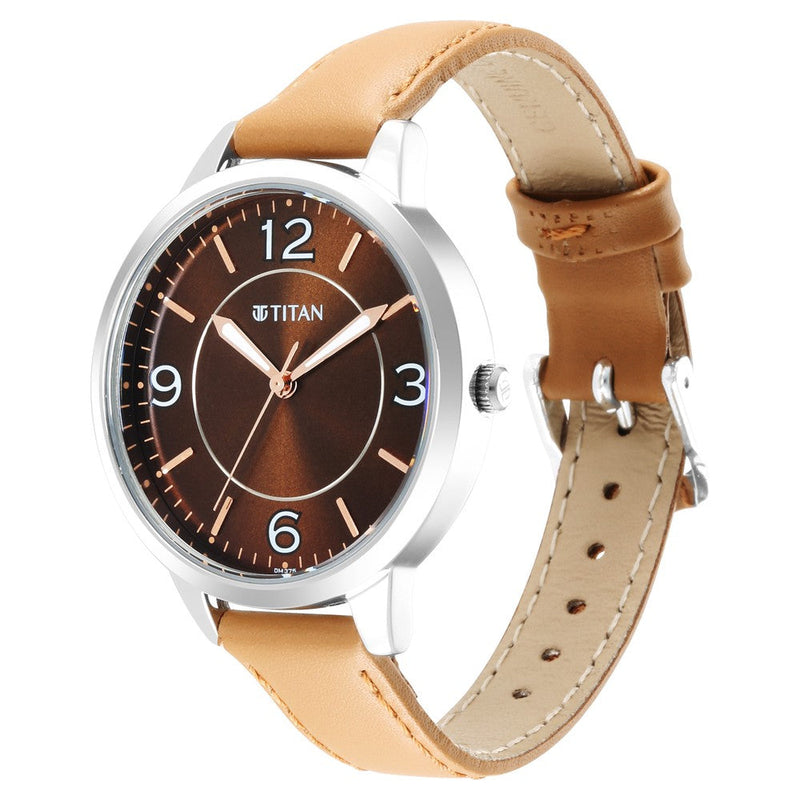 Titan Trendsetters Brown Dial Analog Leather Strap watch for Women