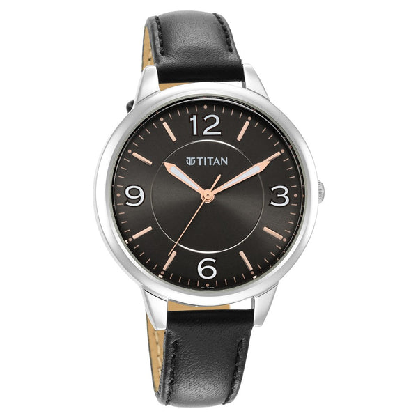 Titan Trendsetters Anthracite Dial Analog Leather Strap watch for Women