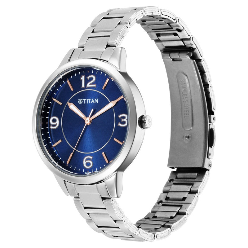 Titan Trendsetters Blue Dial Women Watch With Stainless Steel Strap