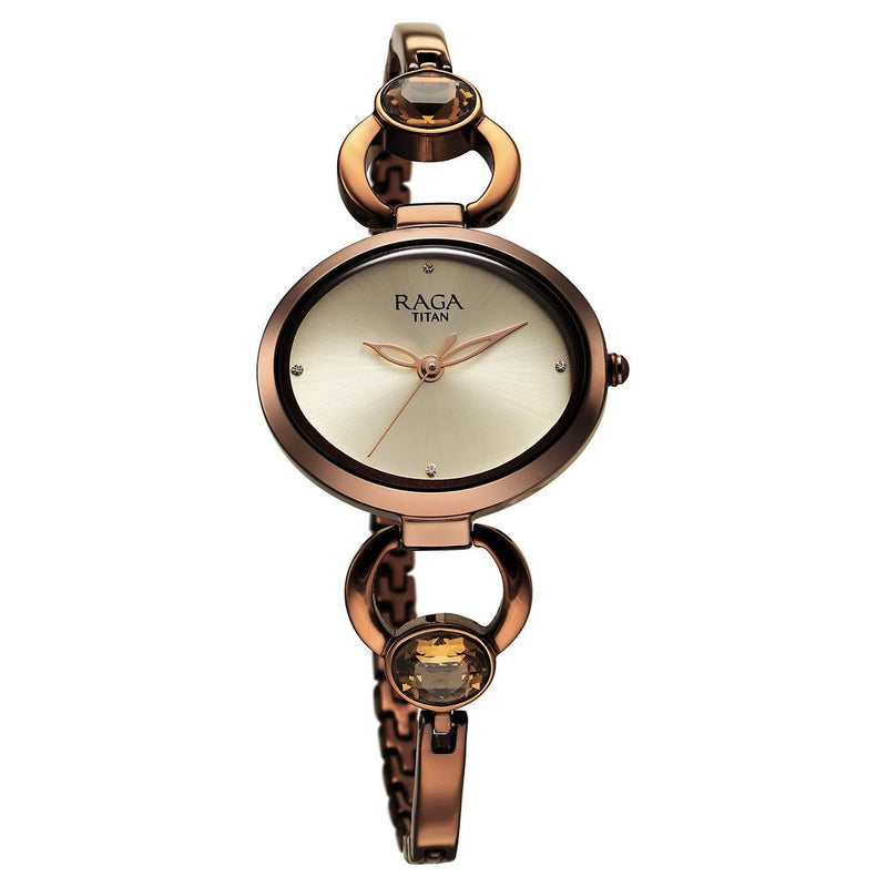 Titan Raga Viva Quartz Analog Champagne Dial Metal Strap Watch for Women