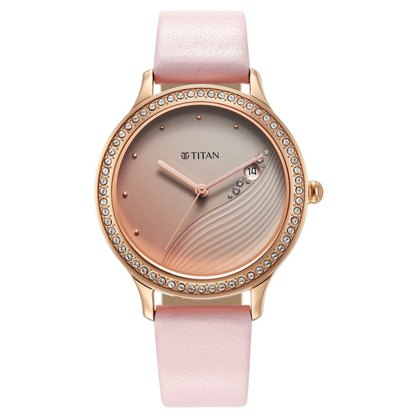 Titan Purple Glam It Up Pink Dial Analog Strap Watch for Women