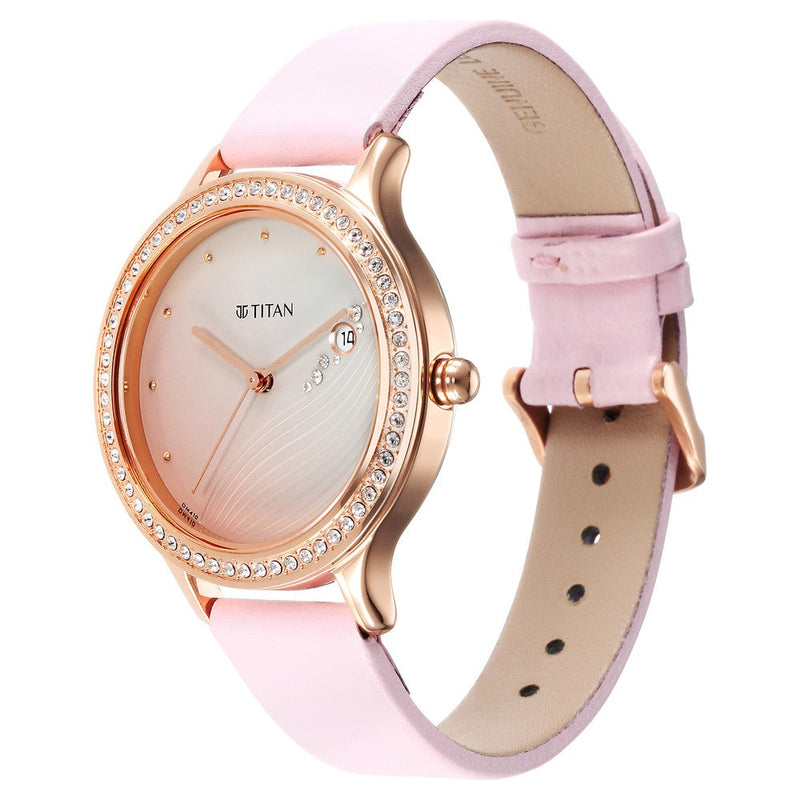 Titan Purple Glam It Up Pink Dial Analog Strap Watch for Women