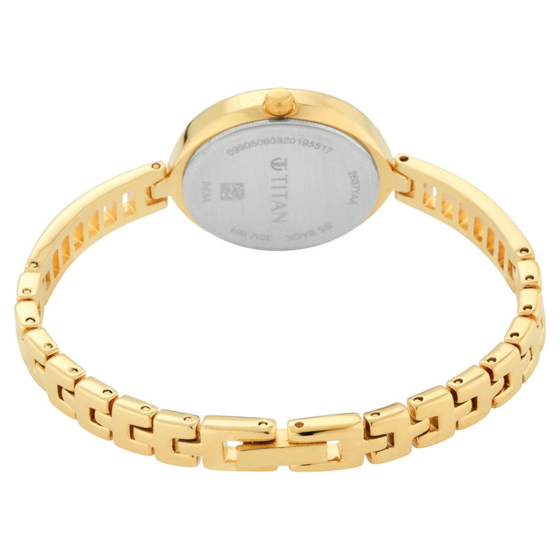 Titan Quartz Analog Golden Dial Metal Strap Watch for Women