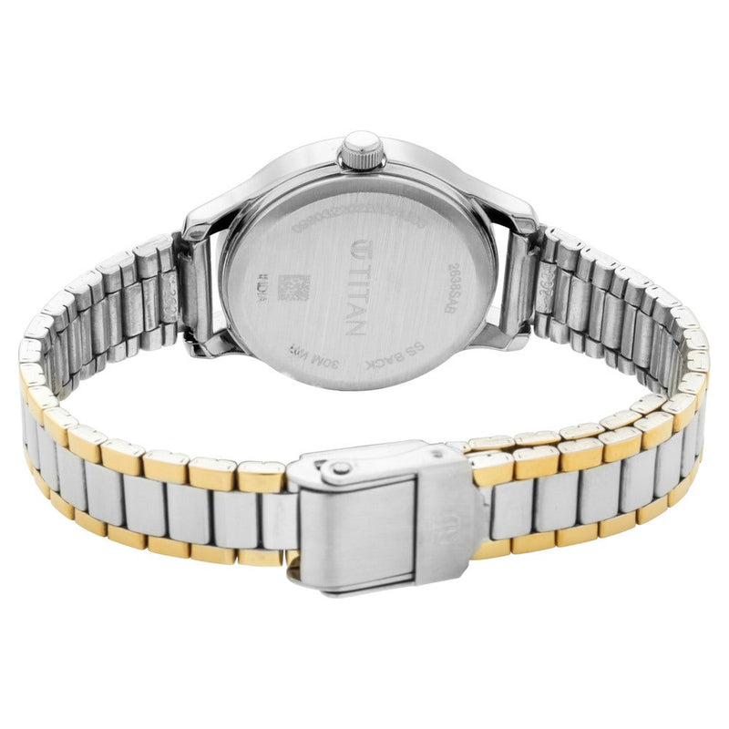 Titan Quartz Analog with Date Silver Dial Metal Strap Watch for Women