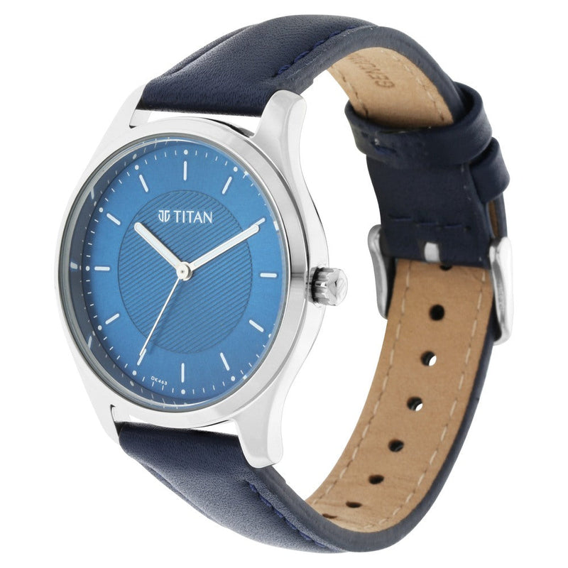 Titan Workwear Blue Dial Women Watch With Leather Strap