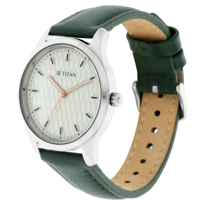 Titan Workwear White Dial Analog Leather Strap watch for Women