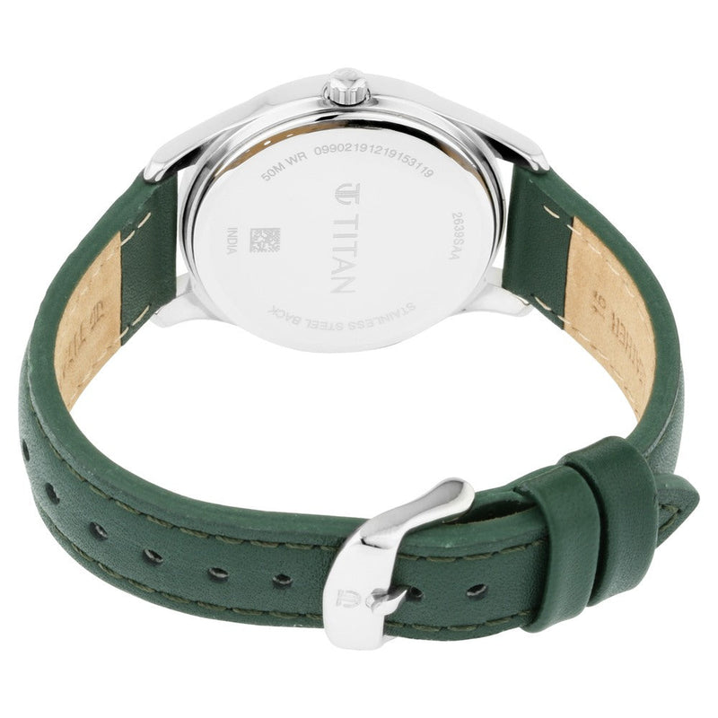 Titan Workwear White Dial Analog Leather Strap watch for Women