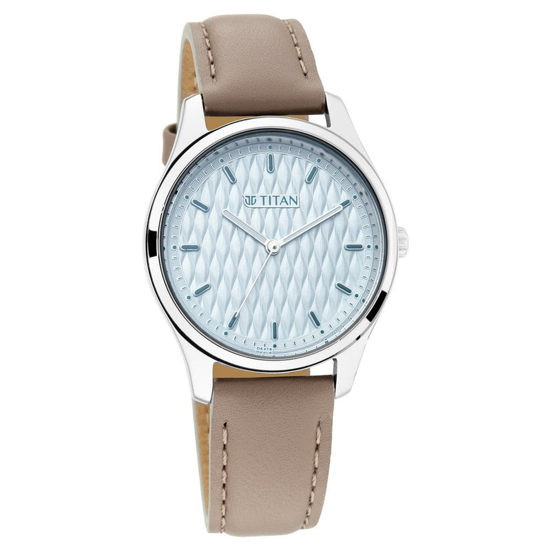 Titan Workwear Blue Dial Women Watch With Leather Strap