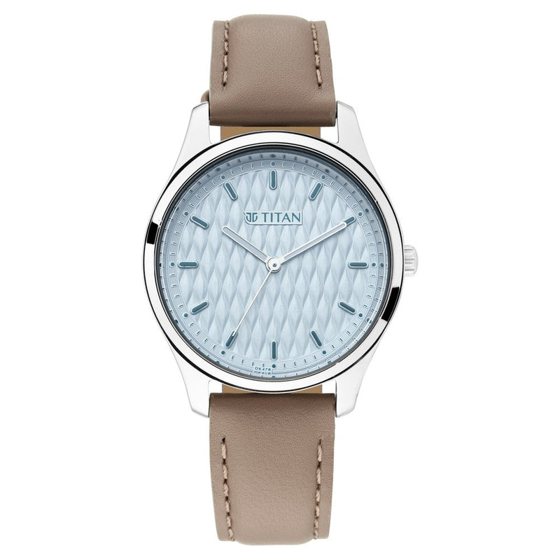 Titan Workwear Blue Dial Women Watch With Leather Strap