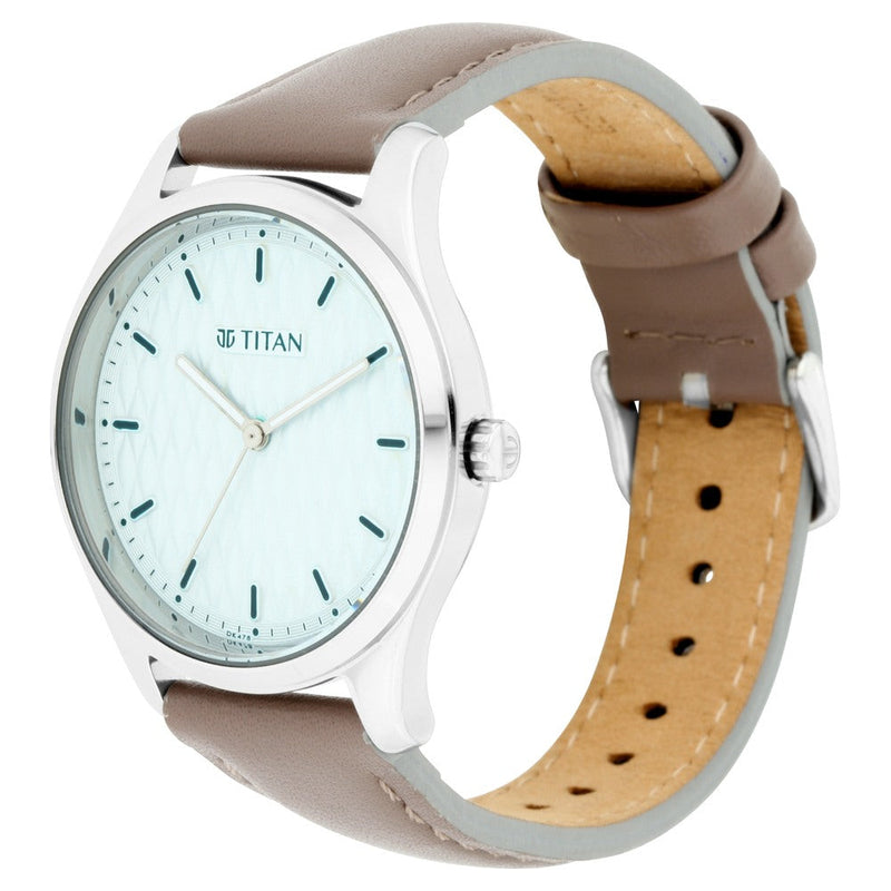 Titan Workwear Blue Dial Women Watch With Leather Strap