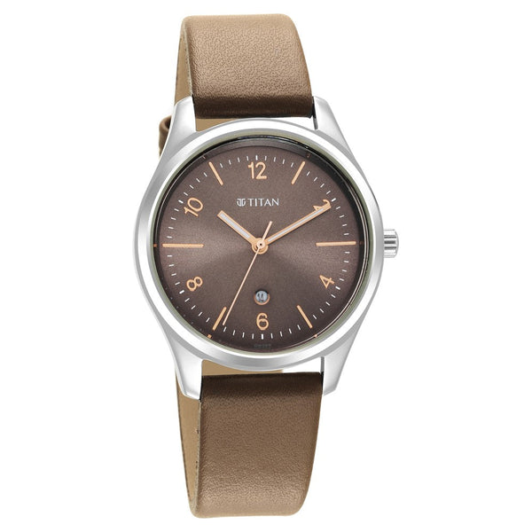 Titan Trendsetters Brown Dial Women Watch With Leather Strap