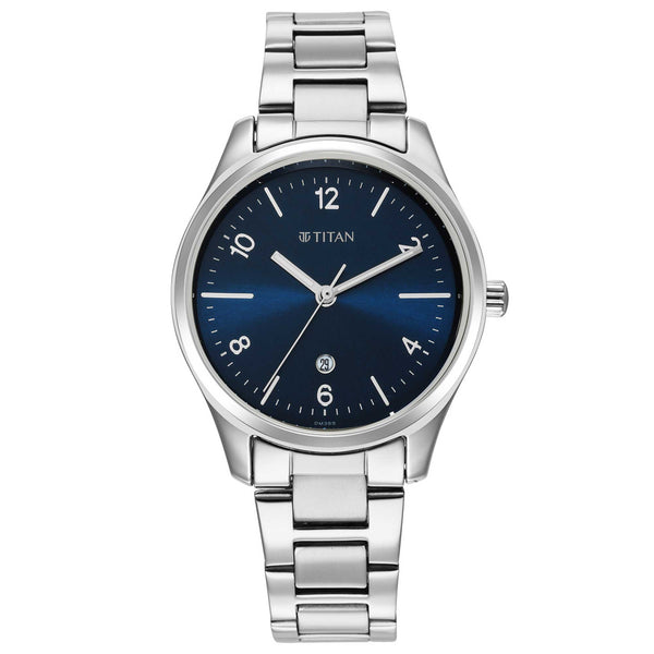 Titan Trendsetters Blue Dial Analog Stainless Steel Strap Watch for Women