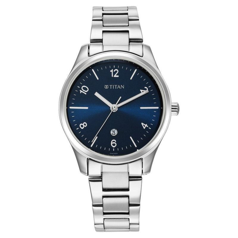 Titan Trendsetters Blue Dial Analog Stainless Steel Strap Watch for Women