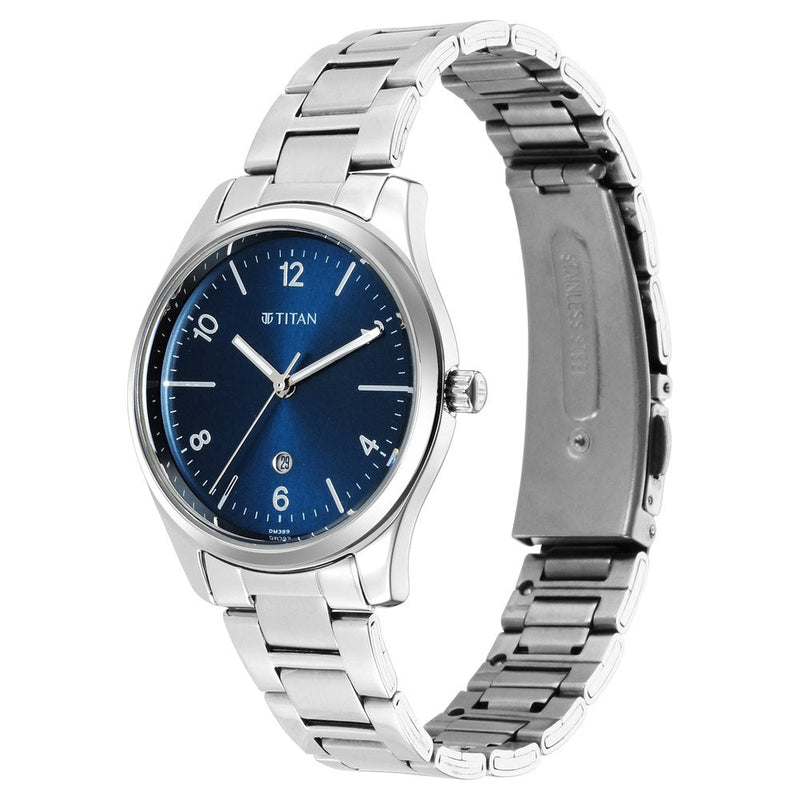 Titan Trendsetters Blue Dial Analog Stainless Steel Strap Watch for Women