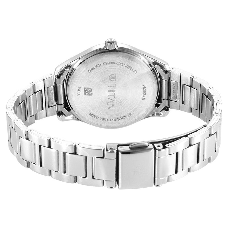 Titan Urban Silver White Dial Women Watch With Metal Strap