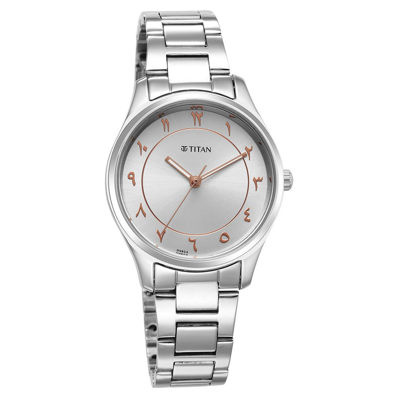 Titan Marhaba Silverwhite Dial Women Watch With Stainless Steel Strap