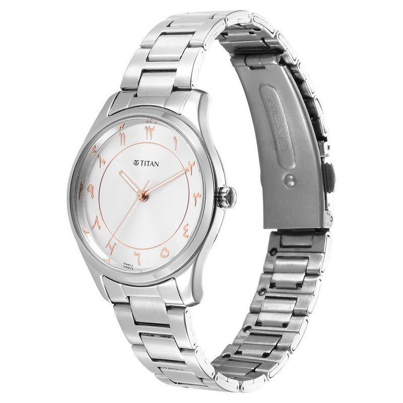 Titan Marhaba Silverwhite Dial Women Watch With Stainless Steel Strap