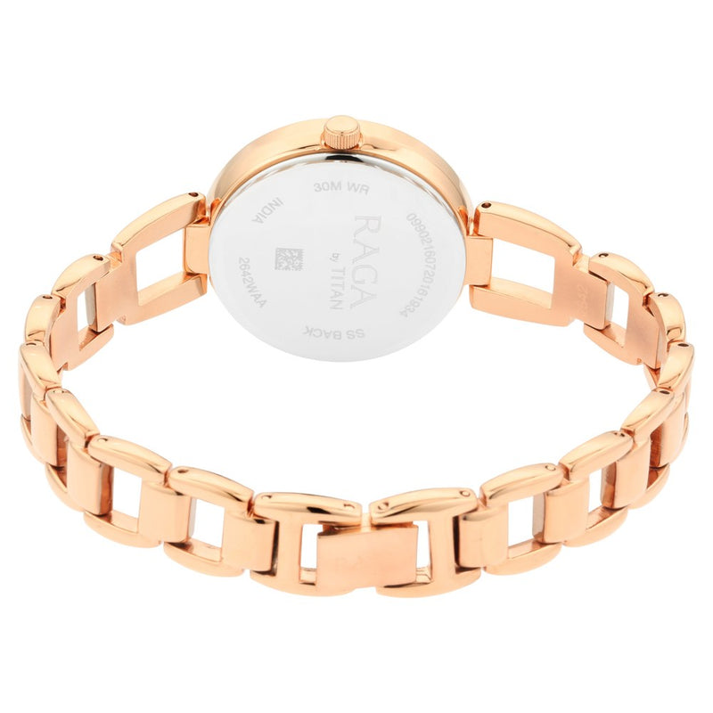 Titan Raga Viva Rose Gold Dial Quartz Metal Strap Watch for Women