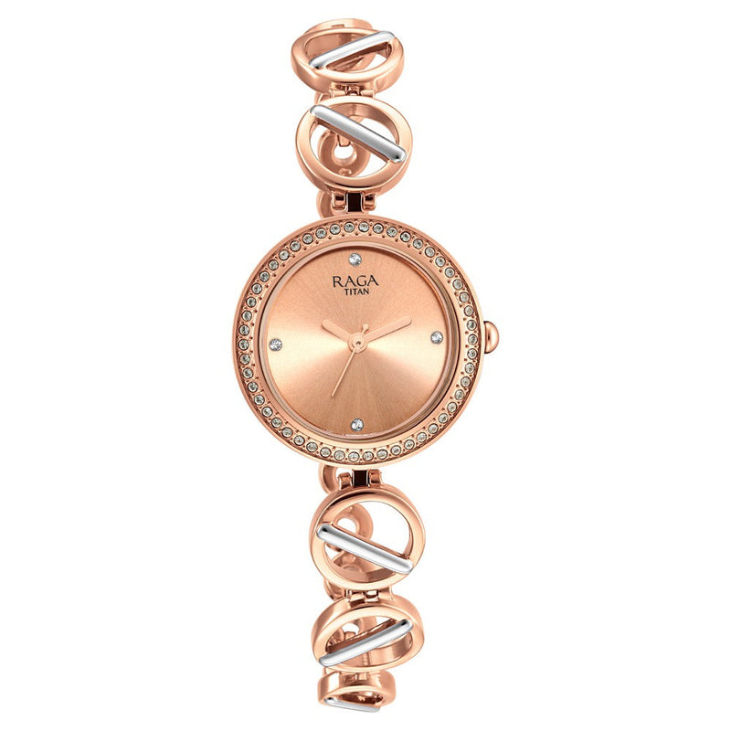 Titan Raga Viva Rose Gold Dial Women Watch With Metal Strap