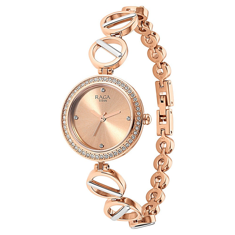 Titan Raga Viva Rose Gold Dial Women Watch With Metal Strap