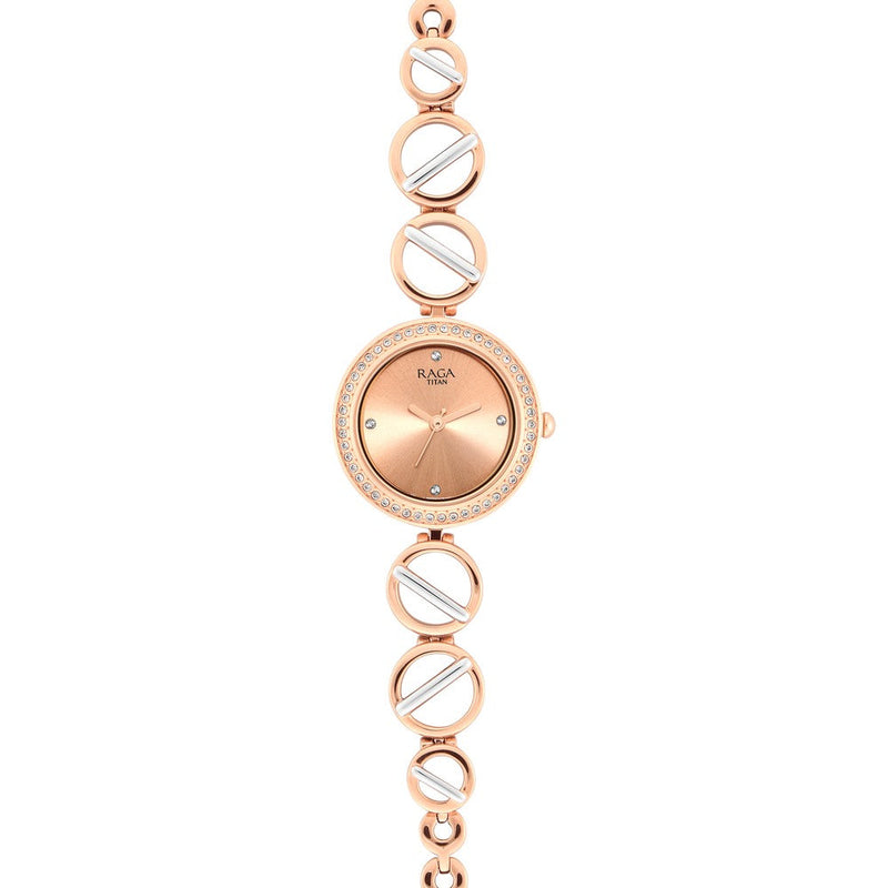 Titan Raga Viva Rose Gold Dial Women Watch With Metal Strap