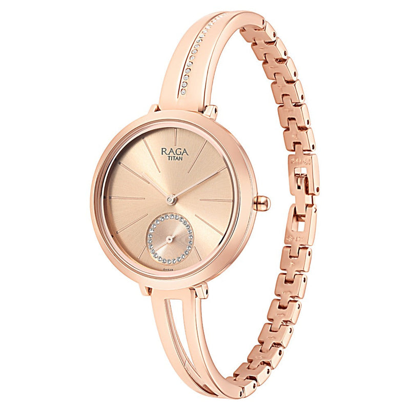 Titan Raga Viva Rose Gold Dial Women Watch With Metal Strap