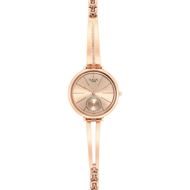 Titan Raga Viva Rose Gold Dial Women Watch With Metal Strap