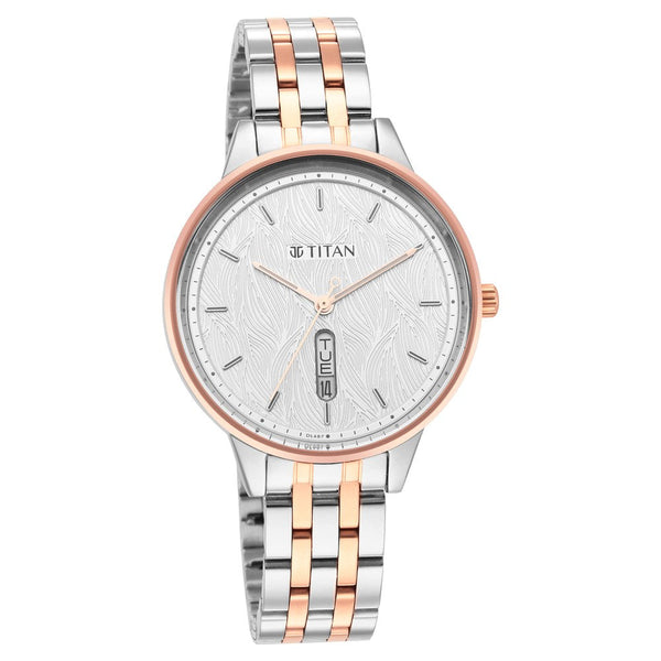 Titan Workwear Silver Dial Women Watch With Stainless Steel Strap