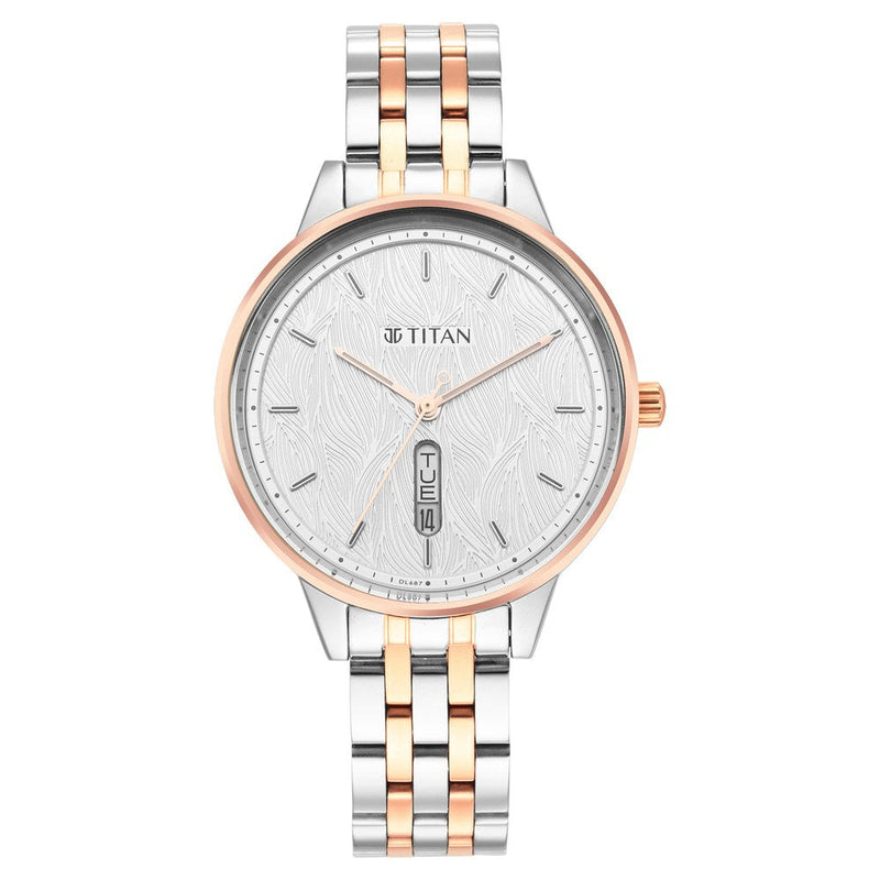 Titan Workwear Silver Dial Women Watch With Stainless Steel Strap