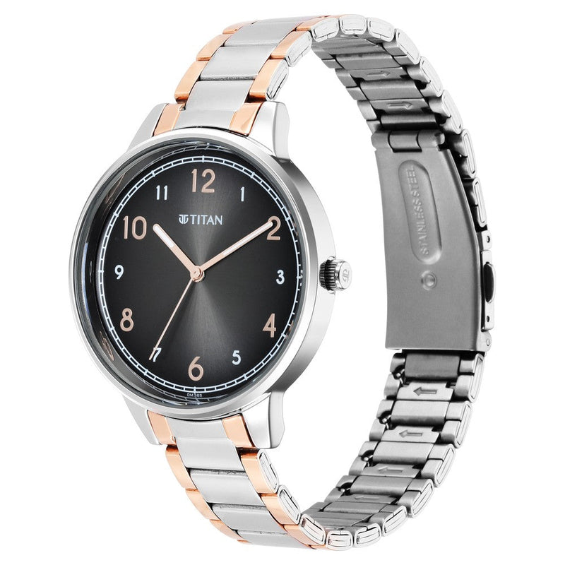 Titan Trendsetters Anthracite Dial Women Watch With Stainless Steel Strap