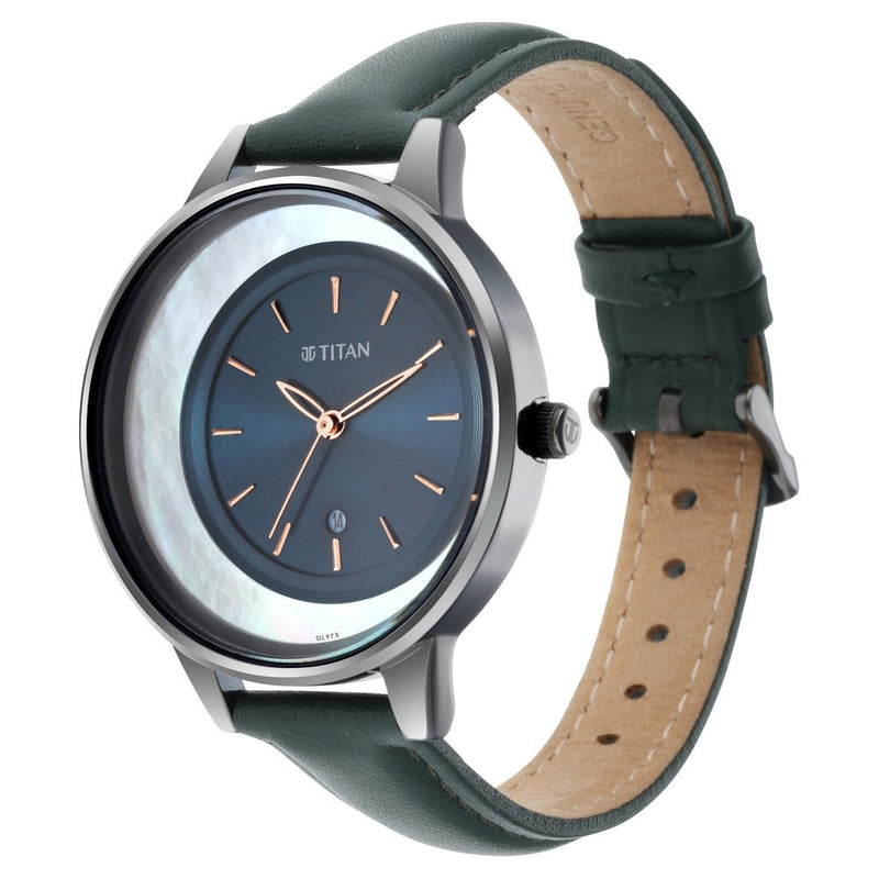 Titan Crescent Quartz Analog Leather Strap Watch for Women