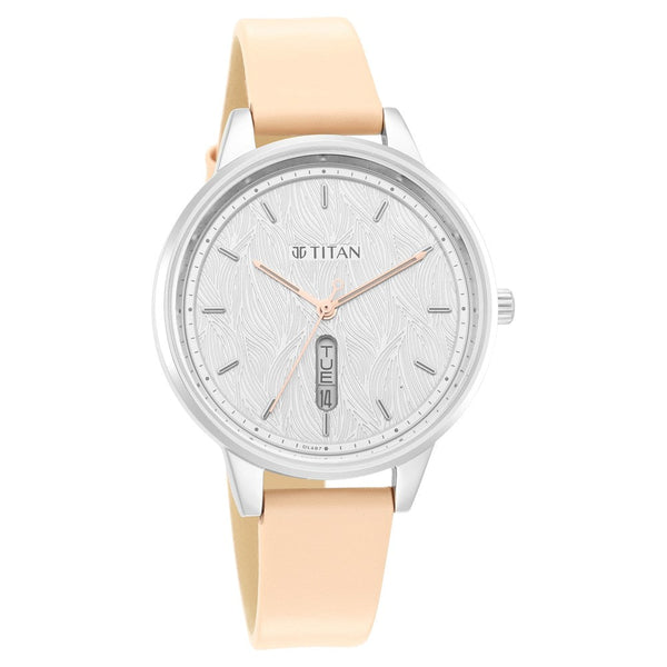 Titan Workwear Silver Dial Women Watch With Leather Strap