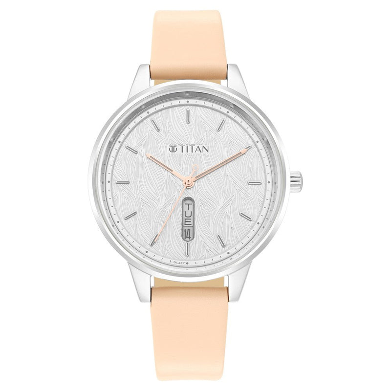 Titan Workwear Silver Dial Women Watch With Leather Strap