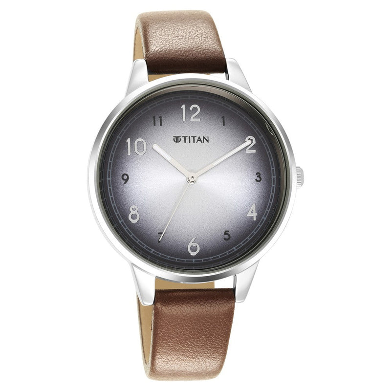 Titan Trendsetters Silver white Dial Women Watch With Leather Strap