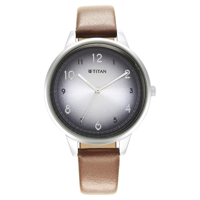 Titan Trendsetters Silver white Dial Women Watch With Leather Strap