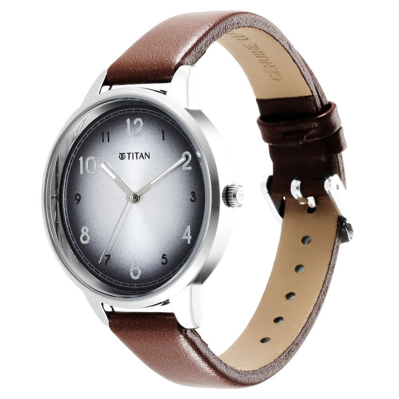 Titan Trendsetters Silver white Dial Women Watch With Leather Strap