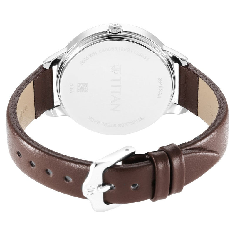 Titan Trendsetters Silver white Dial Women Watch With Leather Strap