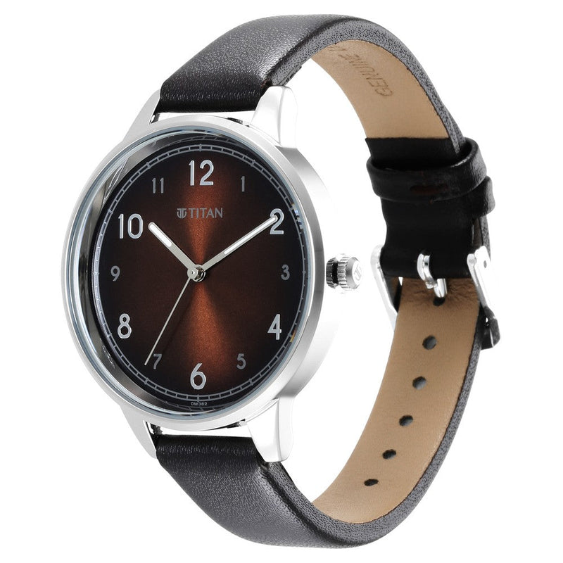 Titan Trendsetters Brown Dial Women Watch With Leather Strap