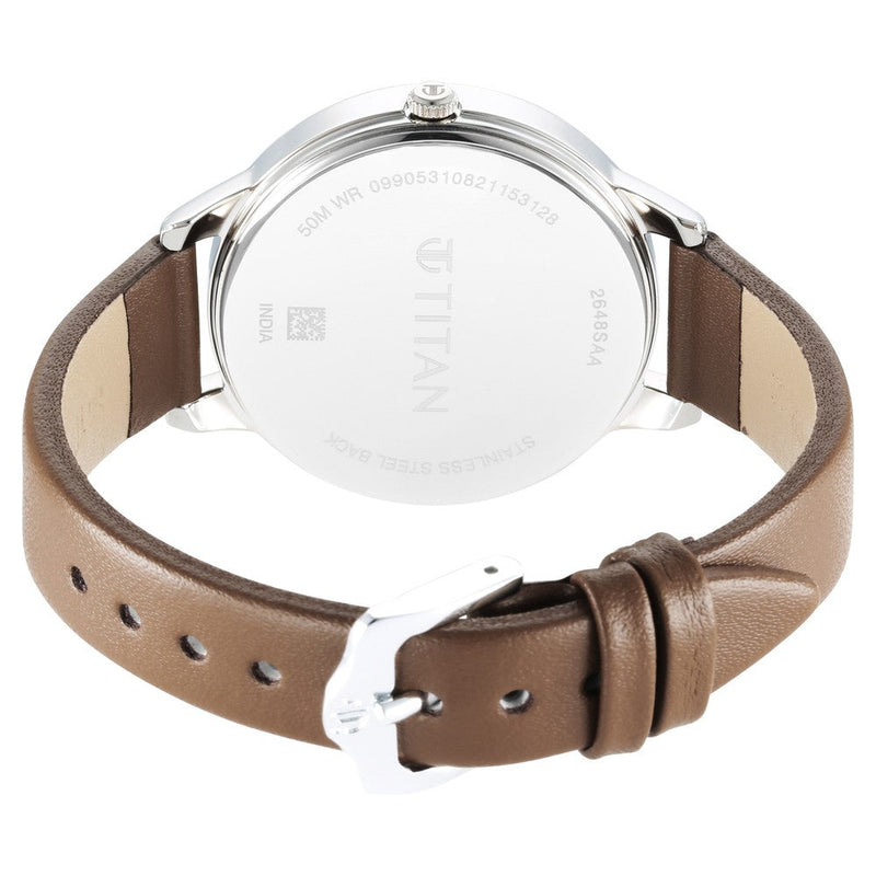 Titan Trendsetters Beige Dial Women Watch With Leather Strap