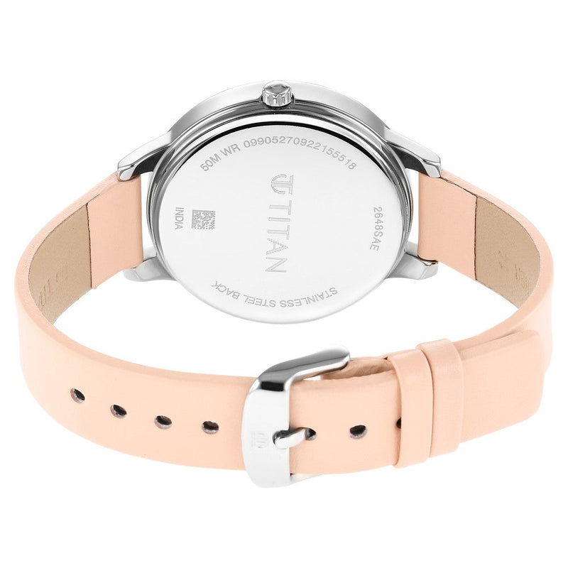 Titan Neo Pink Dial Analog Leather Strap Watch for Women