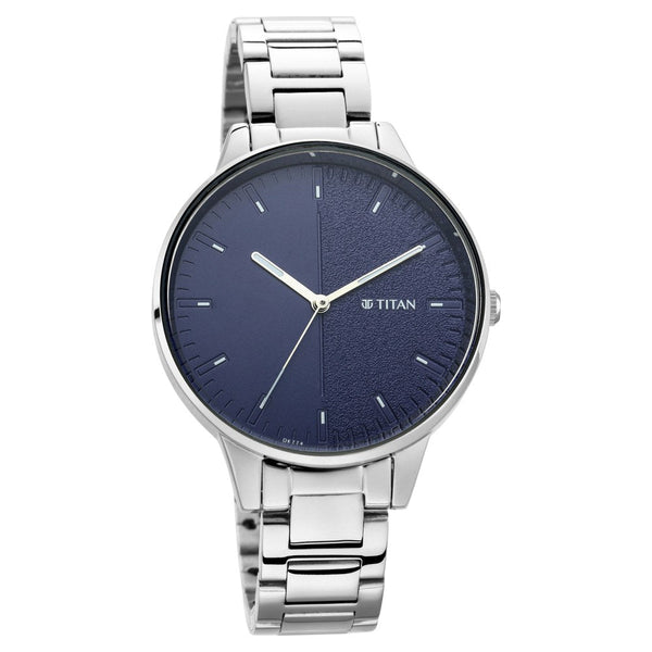 Titan Workwear Blue Dial Analog Metal Strap Watch for Women