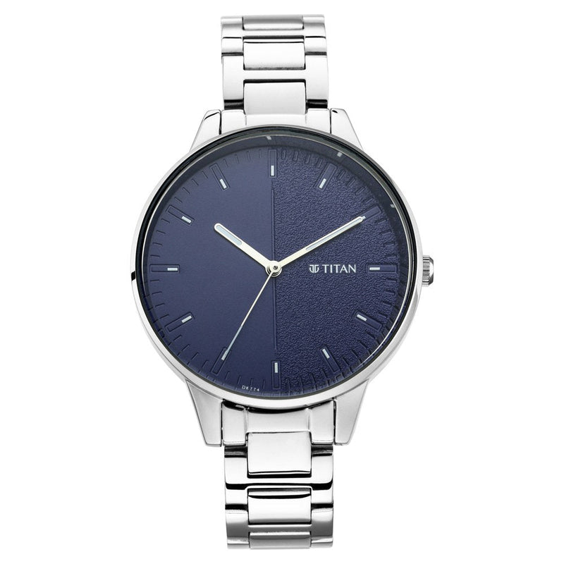 Titan Workwear Blue Dial Analog Metal Strap Watch for Women