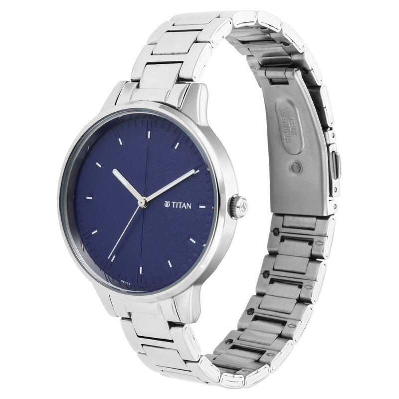 Titan Workwear Blue Dial Analog Metal Strap Watch for Women