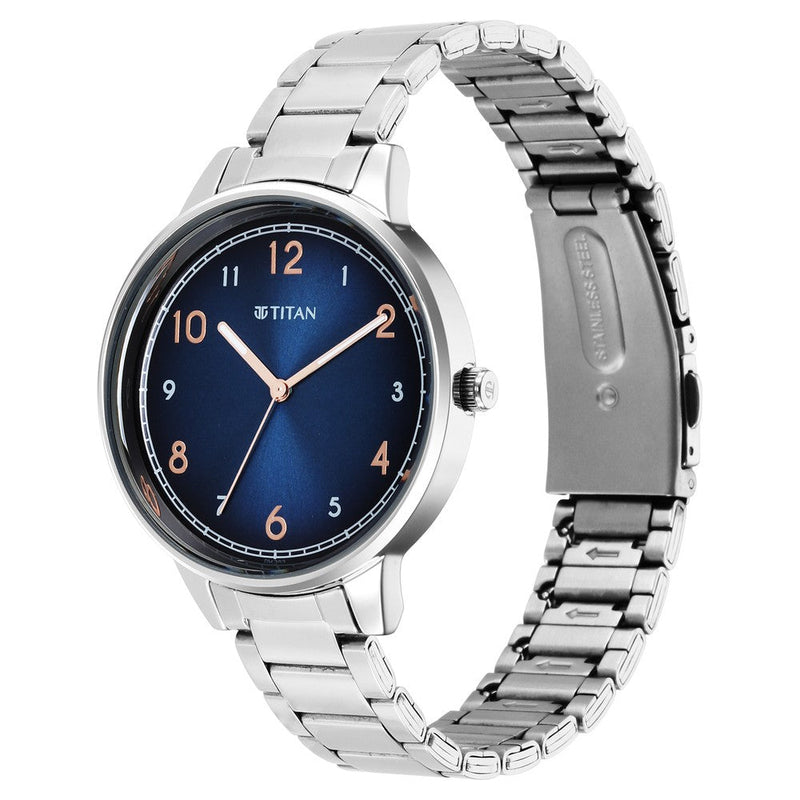 Titan Trendsetters Blue Dial Women Watch With Stainless Steel Strap