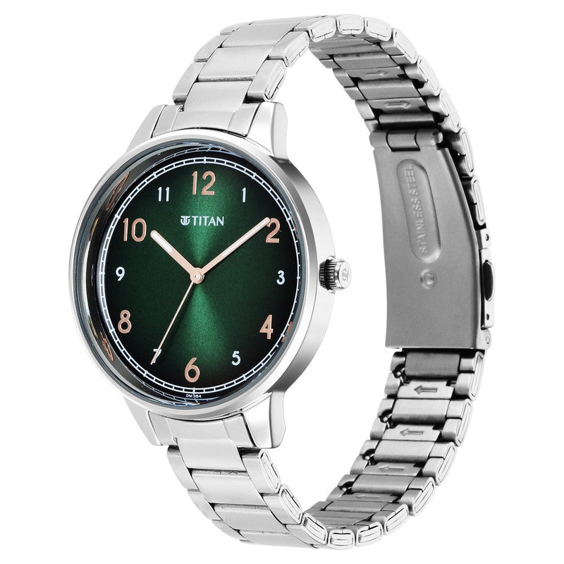 Titan Trendsetters Green Dial Analog Stainless Steel Strap watch for Women