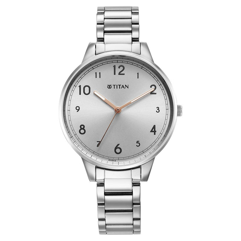 Titan Urban Silver White Dial Analog Metal Strap Watch for Women