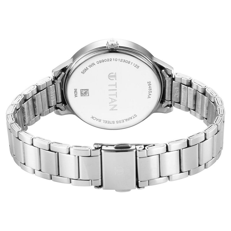 Titan Urban Silver White Dial Analog Metal Strap Watch for Women