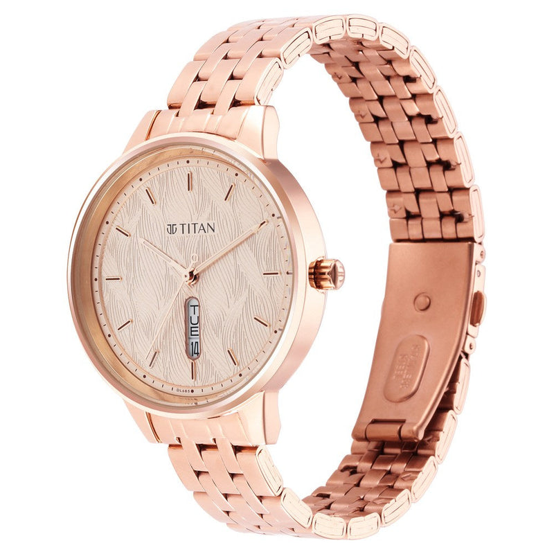 Titan Workwear Rose Gold Dial Women Watch With Stainless Steel Strap